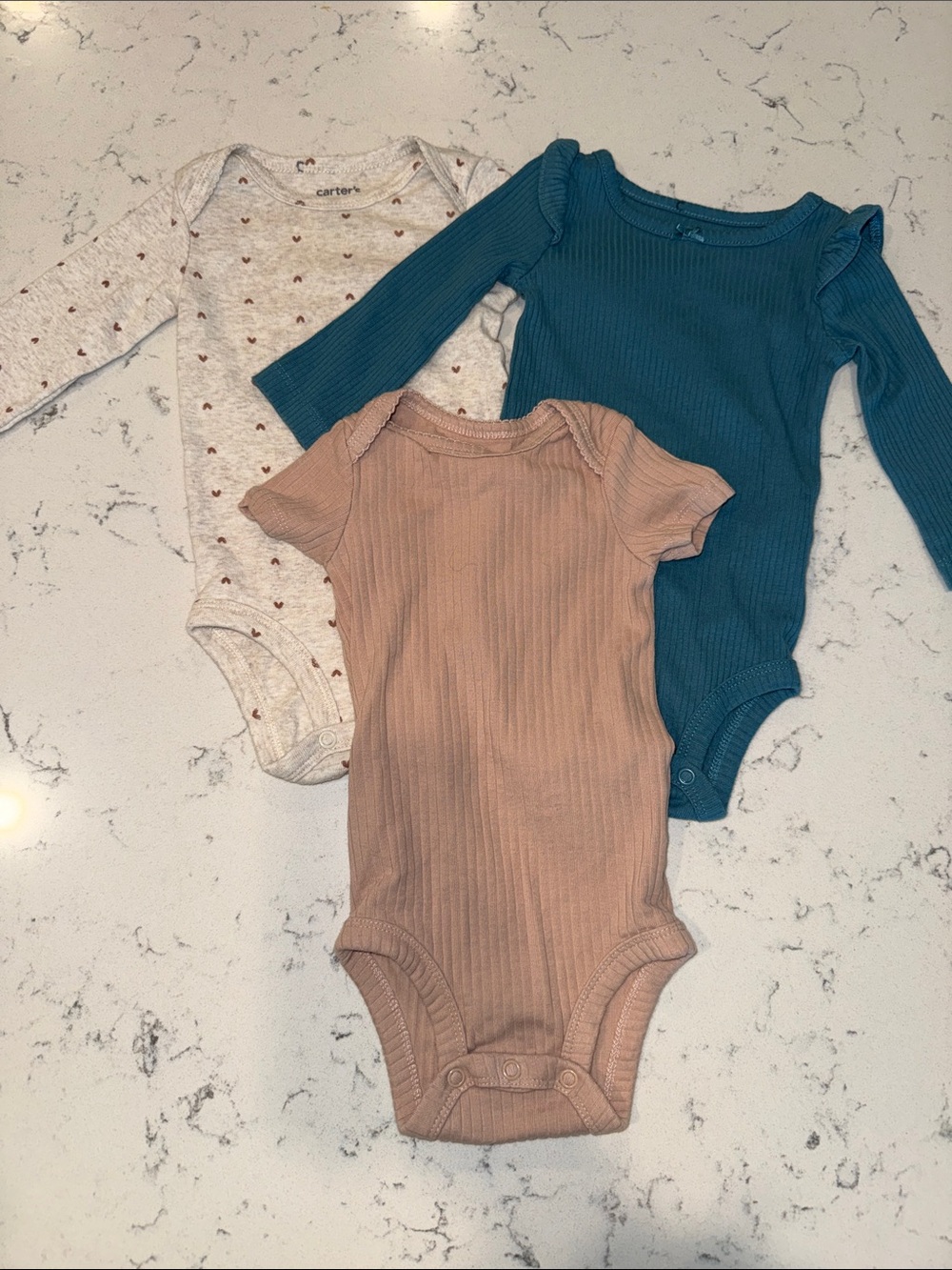 Carter's Ribbed Short Sleeve Onesie and 2 Long Sleeves